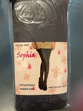Sophia Lady Opaque gray Tights pantyhose queen size 5ft-6ft 165-250lbs large
